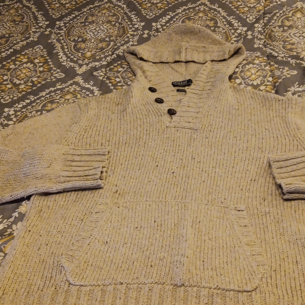 NWOT Polo by Ralph Lauren Hooded Alpaca & Wool Blend Sweater Size Large